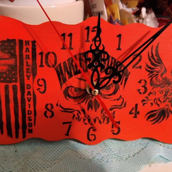 HarleyDavidson Wall Decor Harley Davidson Skull Clock Laser